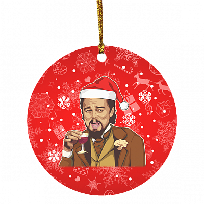 Dicaprio Santa Christmas Ornament - Meme Christmas Ornament - Ugly Christmas Ornament - Holiday Xmas Gifts, White, Circle Ornament