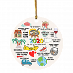 2020 The Year We Will Never Forget Funny Quarantine Pandemic Circle Christmas Tree Ornament Keepsake, White, Circle Ornament