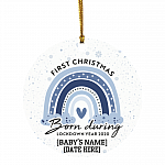 Personalized First Christmas Born During Lockdown Year 2020 Rainbow Circle Christmas Tree Ornament Keepsake, White, Circle Ornament