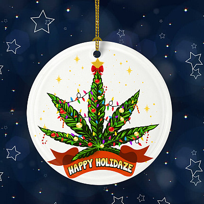 Alternative view of Happy Holidaze Decorative Christmas Ornament Keepsake - Holiday Flat Circle Ornament