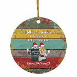 Personalized For Two Mother and Daughter Forever Linked Together Christmas Holiday Flat Circle Ornament, White, Circle Ornament