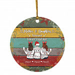Personalized For Three Mother and Daughters Forever Linked Together Christmas Holiday Flat Circle Ornament, White, Circle Ornament