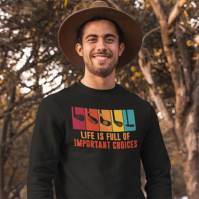 Alternative view of Vintage Retro Life Is Full Of Important Choices Golf Golfer Hoodie -Sweatshirt - Golf Lover Gifts