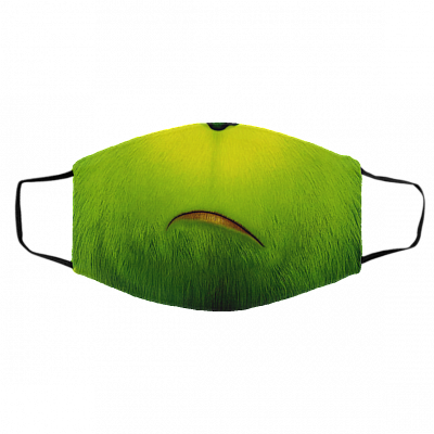 Funny Grnch Mouth Washable Reusable Custom – Printed Cloth Face Mask Cover, White, Cloth Face Cover – Medium/Large