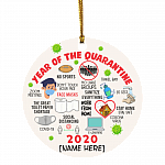 Personalized 2020 Year of Quarantine Funny Pandemic Christmas Holiday Flat Circle Ornament Keepsake, White, Circle Ornament