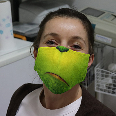 Alternative view of Funny Grnch Mouth Washable Reusable Custom – Printed Cloth Face Mask Cover