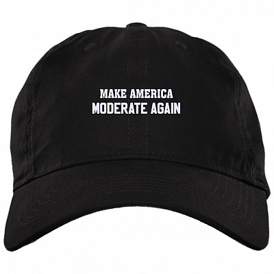 Make America Moderate Again Twill Cap High-Profile Snapback Hat, Black, Brushed Twill Dad Cap