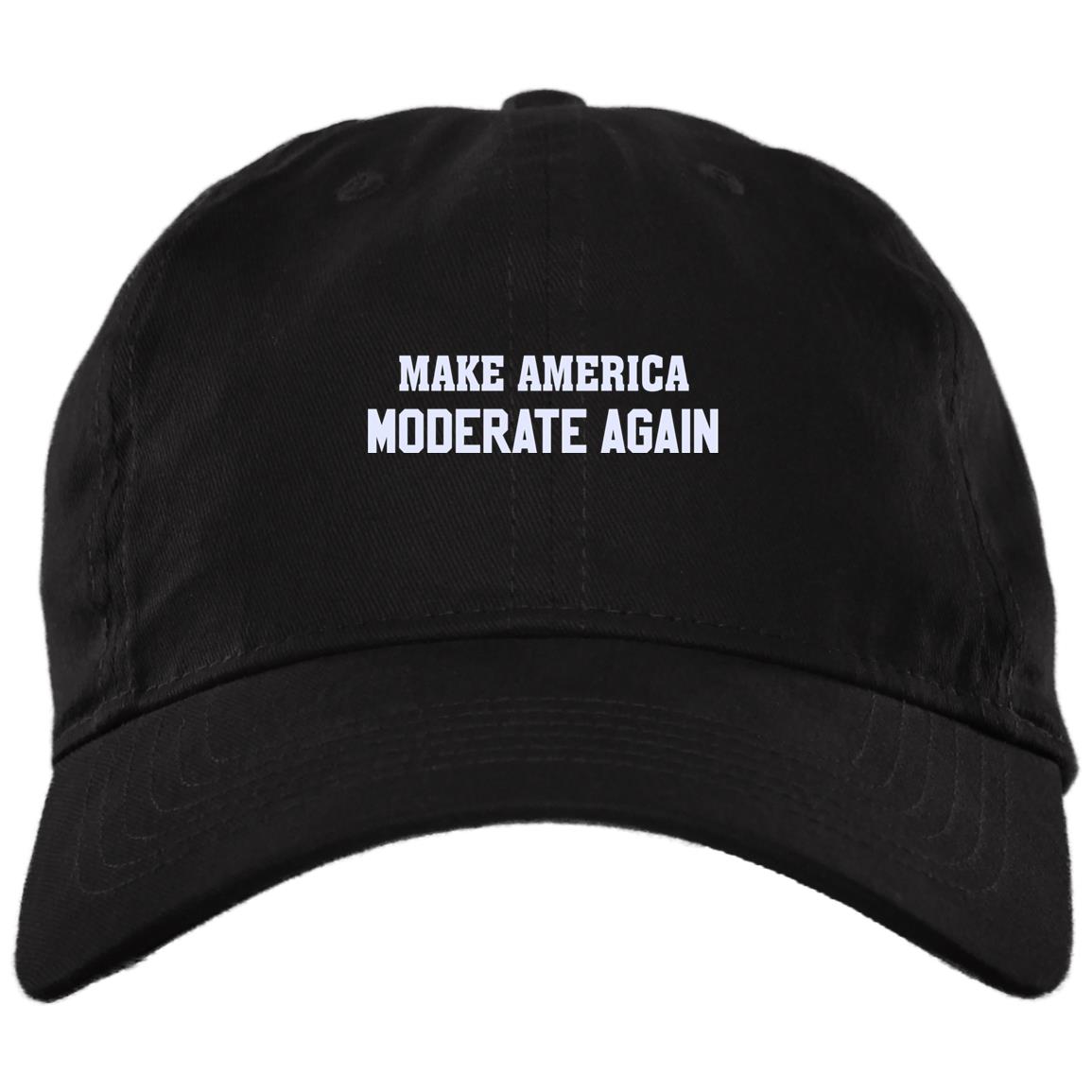Make America Moderate Again Twill Cap High-Profile Snapback Hat, Black, Brushed Twill Dad Cap