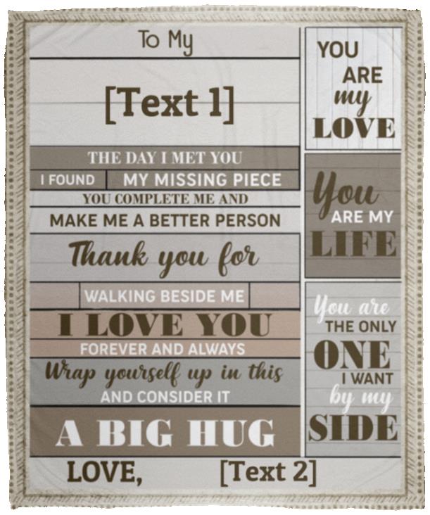 From Husband To My Wife Saying Personalized, White, Cozy Plush Fleece Blanket - 50x60