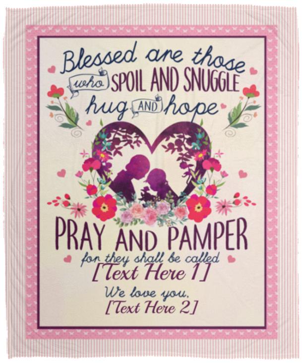 Blessed Are Those Who Spoil Snuggle Grandmother, White, Cozy Plush Fleece Blanket - 50x60