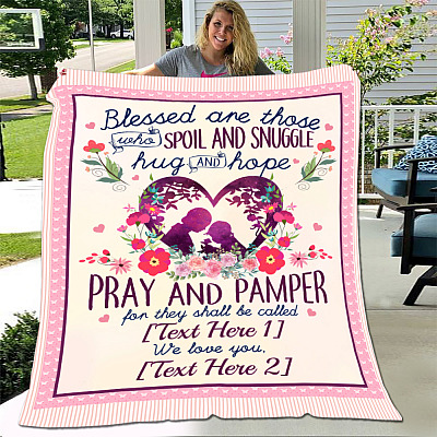 Alternative view of Blessed Are Those Who Spoil Snuggle Grandmother Personalized Blanket - Pray Pamper Grandma Customized Blanket