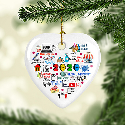 Alternative view of Pandemic 2020 Quarantine Christmas Annual Events Memorial 2020 Holiday Decoration Heart Ornament