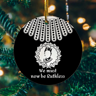 Alternative view of We Must Now Be Ruthless Decorative Ornament Keepsake - Holiday Flat Circle Porcelain Ceramic Ornament
