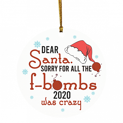 Christmas Santa F-Bombs 2020 Decorative Christmas Ornament - Holiday Flat Circle Ornament, White, Circle Ornament