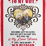 Personalized Photo To My Wife Our Home Ain't Castle But Still You My Queen Forever Fleece Blanket - Woven Blanket, White, Cozy Plush Fleece Blanket - 50x60