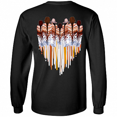 Love Native America Print On Back Hoodie - Sweatshirt - Long Sleeve Shirt, Black, Long Sleeve