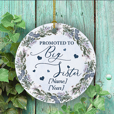 Alternative view of Personalized Promote To Big Sister Flower Christmas Ornament Keepsake - Holiday Flat Circle Ornament Gifts