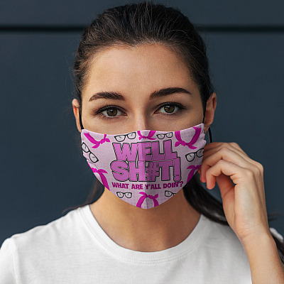 Alternative view of Leslie Well Shit What Are Y'all Doin Jordann Washable Reusable Custom Printed Cloth Face Mask Cover