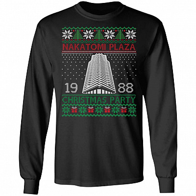 Die Hard Nakatomi Plaza Christmas Party 1988 Ugly Christmas Hoodie - Sweatshirt - Long Sleeve Shirt, Black, Long Sleeve