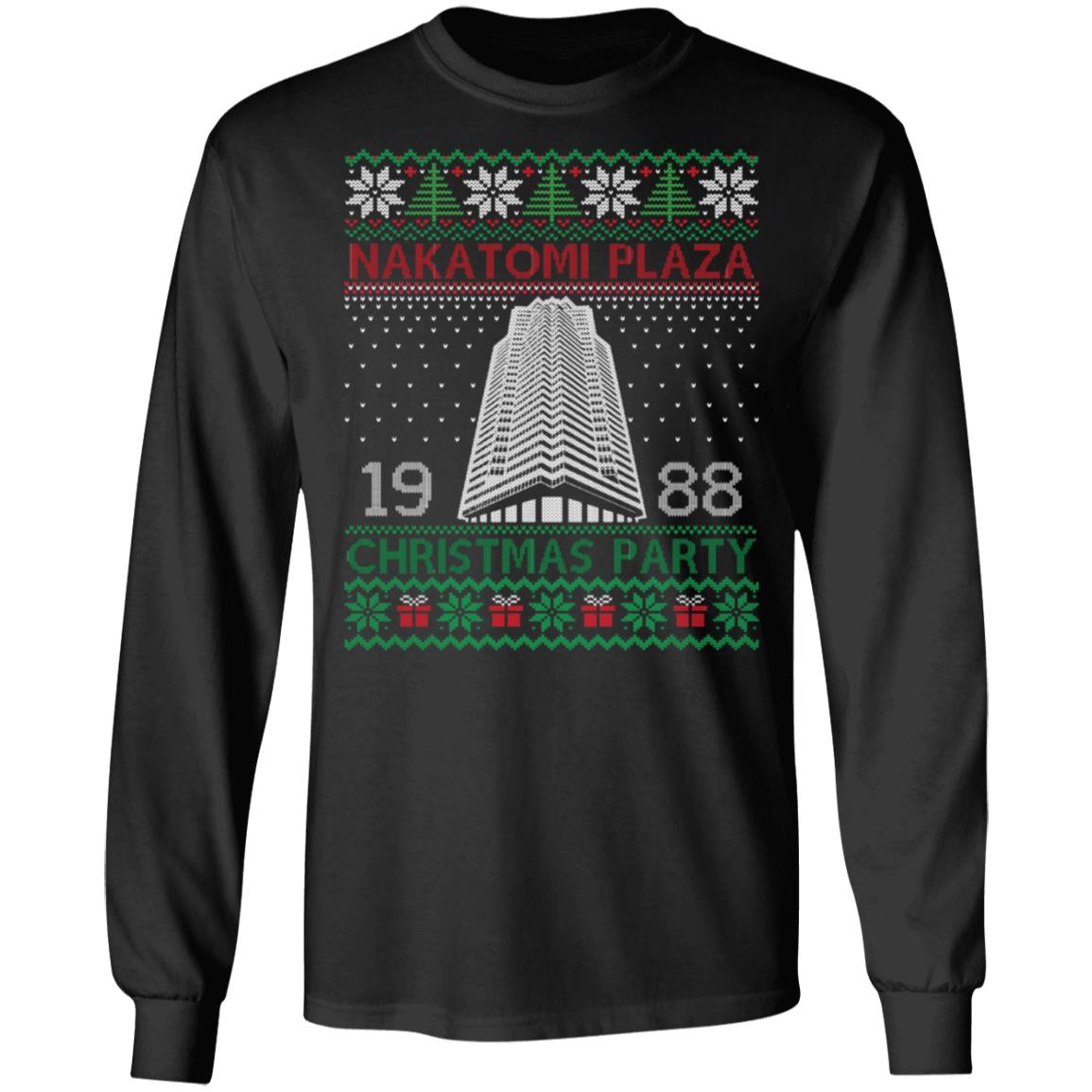 Die Hard Nakatomi Plaza Christmas Party 1988 Ugly Christmas Hoodie - Sweatshirt - Long Sleeve Shirt, Black, Long Sleeve