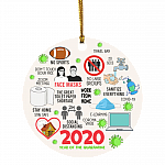 2020 Year Of The Quarantine Funny Quarantine Pandemic Decorative Circle Christmas Tree Ornament Keepsake, White, Circle Ornament