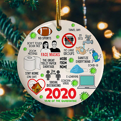 Alternative view of 2020 Year Of The Quarantine Funny Quarantine Pandemic Decorative Circle Christmas Tree Ornament Keepsake