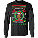 Kith Me Under Mithletoe Funny Mike Tyson Ugly Christmas Sweater Long Sleeve, Black, Long Sleeve