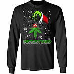 Mistlestoned Green Hand Weed Christmas Gift Marijuana Hoodie - Sweatshirt - Long Sleeve Shirt, Black, Long Sleeve