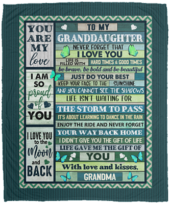 From Grandma To My Granddaughter Never Forget That I Love You Gift Fleece Blanket - Mink Sherpa Blanket, White, Cozy Plush Fleece Blanket - 50x60