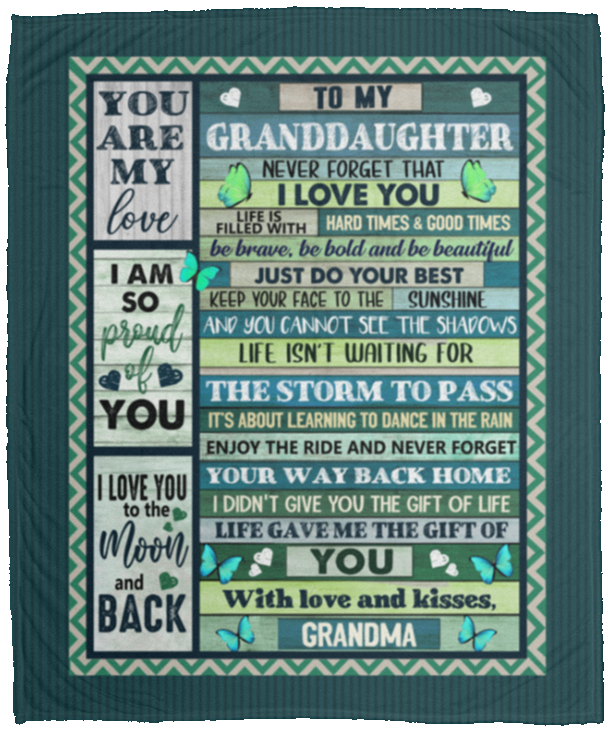 From Grandma To My Granddaughter Never Forget That I Love You Gift Fleece Blanket - Mink Sherpa Blanket, White, Cozy Plush Fleece Blanket - 50x60