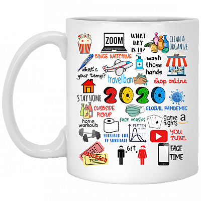 Pandemic 2020 Quarantine Christmas Annual Events Memorial 2020 Holiday Ceramic Coffee Mug, White, 11 oz. White Mug