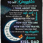 To My Daughter I Think About You Wherever You Go Fleece Blanket - Sherpa Blanket - Woven Blanket, White, Cozy Plush Fleece Blanket - 50x60 To My Daughter I Think About You Wherever You Go Fleece Blanket - Sherpa Blanket - Woven Blanket, White, Cozy Plush Fleece Blanket - 50x60