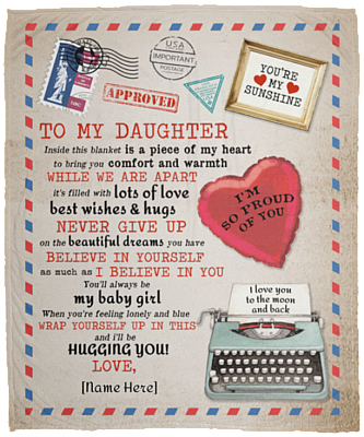 Personalized Gift for Daughter Never Give Up on Your Dreams Fleece Blanket - Sherpa Blanket - Woven Blanket, White, Cozy Plush Fleece Blanket - 50x60