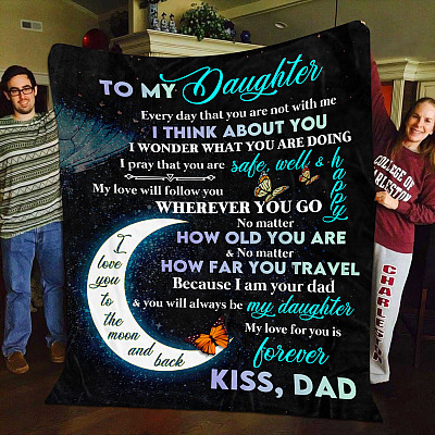 Alternative view of To My Daughter I Think About You Wherever You Go Fleece Blanket - Sherpa Blanket - Woven Blanket