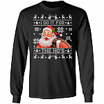 I Do It for the Ho's Funny Santa, Black, Long Sleeve