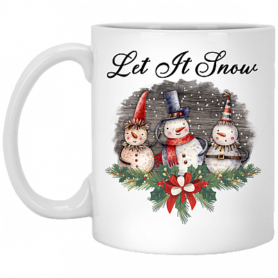 Let It Snow Ceramic Coffee Mug - Beer Stein - Water Bottle - Color Changing Mug - Christmas Mug, White, 11 oz. White Mug