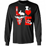 Veterinarian Technician Love Animal Sweatshirt - Vet Tech Hoodies Long Sleeves Shirts, Black, Long Sleeve