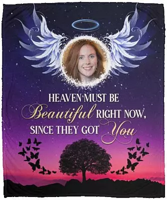 Personalized Photo Heaven Must Be Beautiful Right, White, Cozy Plush Fleece Blanket - 50x60