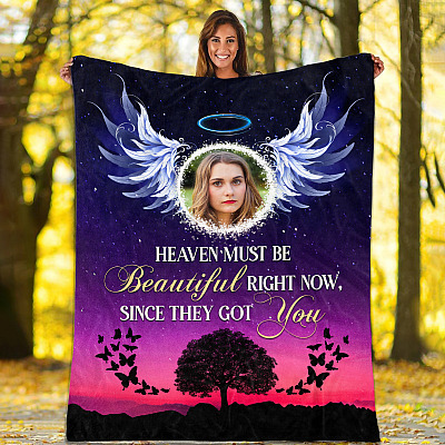 Alternative view of Personalized Photo Heaven Must Be Beautiful Right Now Custom Image Fleece Blanket - Mink Blanket