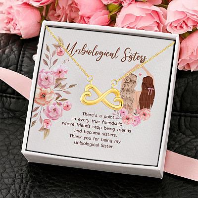 Unbiological Sisters There's a Point in Every True Friendship Infinity Heart Pendant Necklace