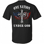 One Nation Under God T-Shirt - Jesus Cross T-shirt - Jesus Christ Shirt - American Flag Print On Back T-Shirt, Black, Unisex T-Shirt