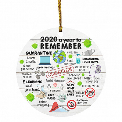 2020 A Year To Remember, White, Circle Ornament
