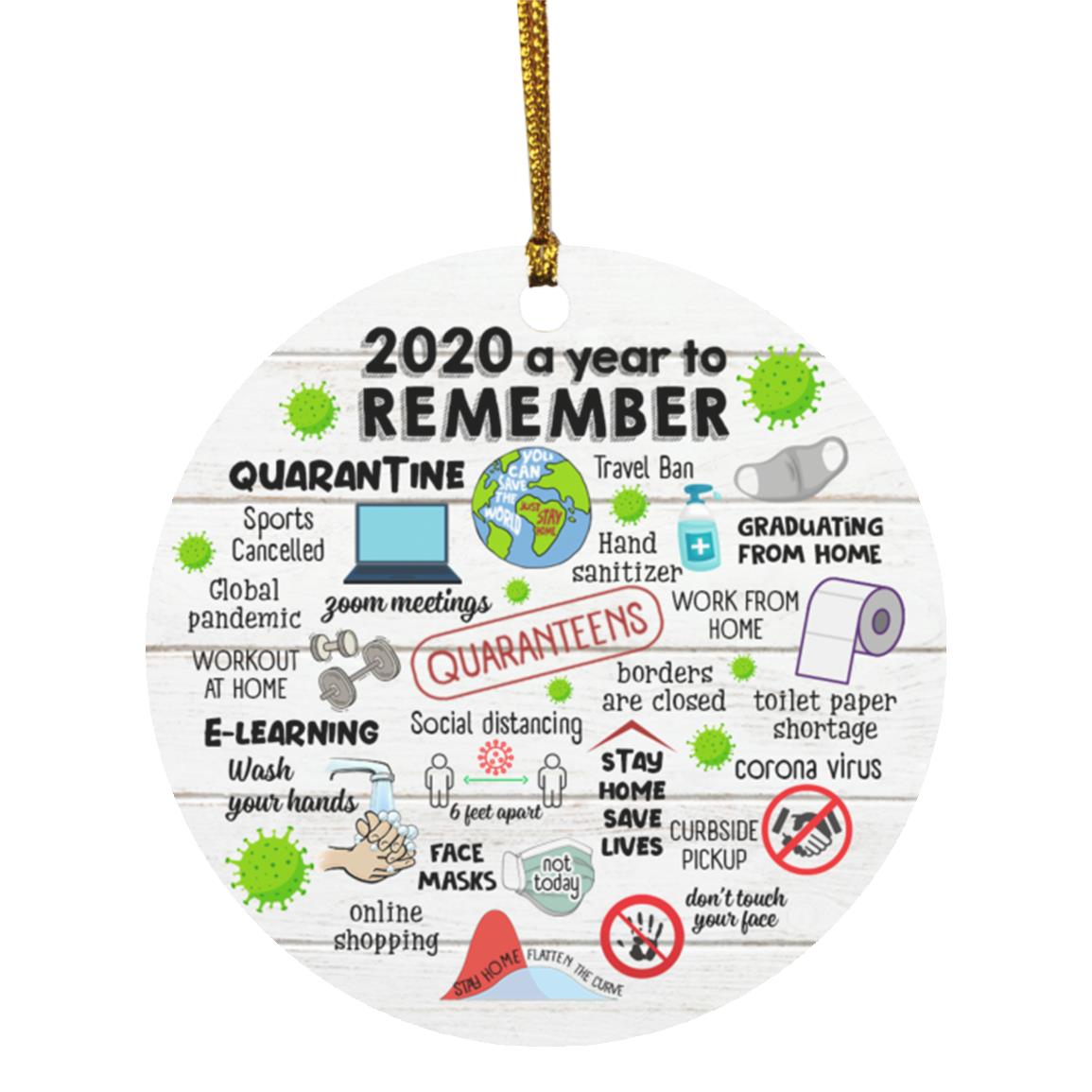 2020 A Year To Remember, White, Circle Ornament