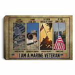 Marine Veteran I Love Freedom, White, 0.75'' Framed Canvas