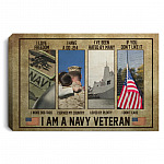 Navy Veteran I Love Freedom, White, 0.75'' Framed Canvas