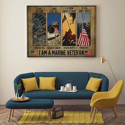 Alternative view of Marine Veteran I Love Freedom I Wore Dog Tags I Have A DD-214 Wrapped Framed Canvas Prints - Unframed Poster