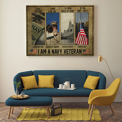 Alternative view of Navy Veteran I Love Freedom I Wore Dog Tags I Have A DD-214 Wrapped Framed Canvas Prints - Unframed Poster