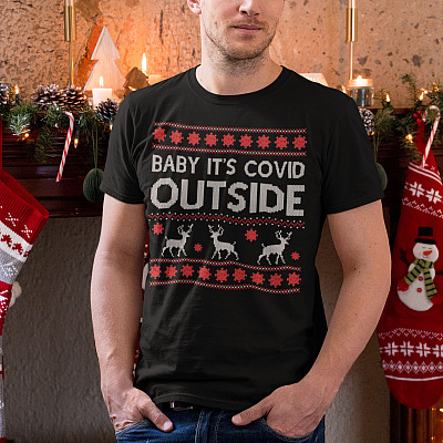 Alternative view of Baby It's Covid Outside Ugly T-Shirt - Christmas 2020 Ugly T-Shirt - Christmas Quarantine 2020 Ugly T-Shirt