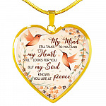 Hummingbird My Mind Still Talks To You And My Heart Still Looks Heart Pendant Necklace - Heart Luxury Necklace (Gold Plated)