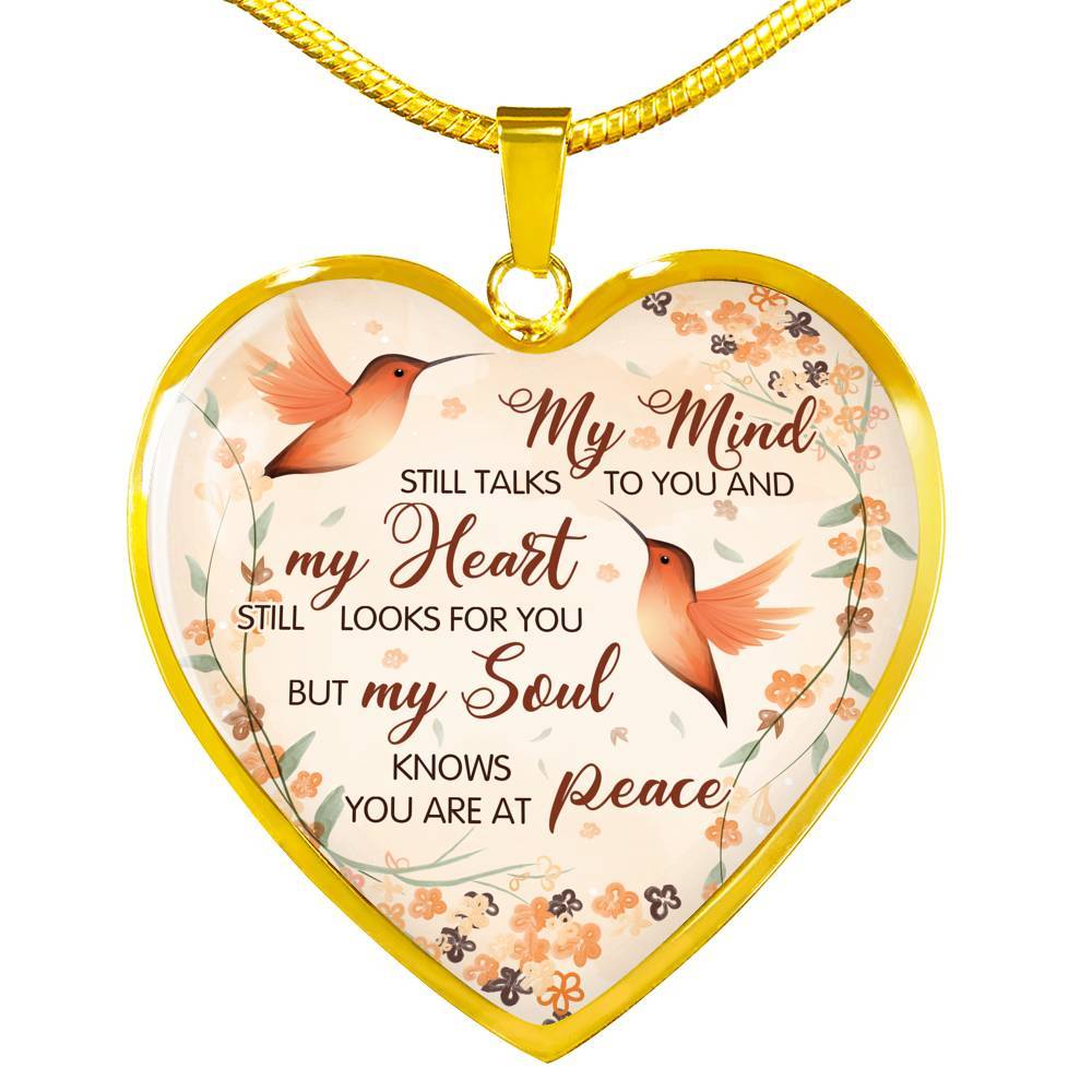 Hummingbird My Mind Still Talks To You And My Heart Still Looks Heart Pendant Necklace - Heart Luxury Necklace (Gold Plated)
